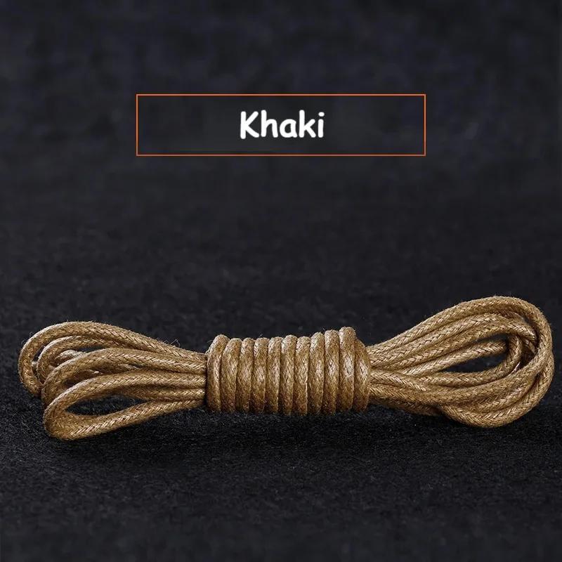 1Pair Cotton Waxed Shoelaces Men's Black Waxing Business Leather Shoelaces Boots Leather Boots Round Shoe Rope Linen Fine Laces