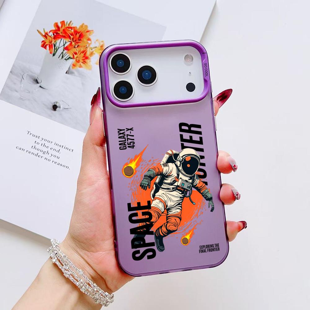 Cool Astronaut Cartoon Phone Case For iPhone 17 16 15 14 13 12 11 Pro Max Air Matte Laser Aurora Shockproof Funda
