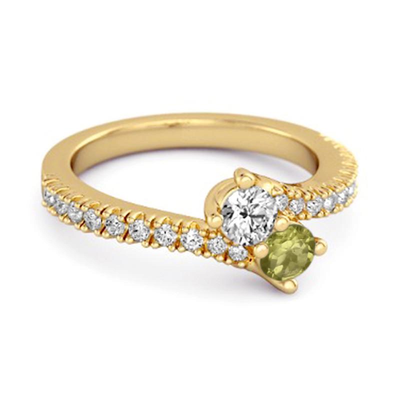 Peridot Bypass Ring - 925 Sterling Silver Gold Vermeil