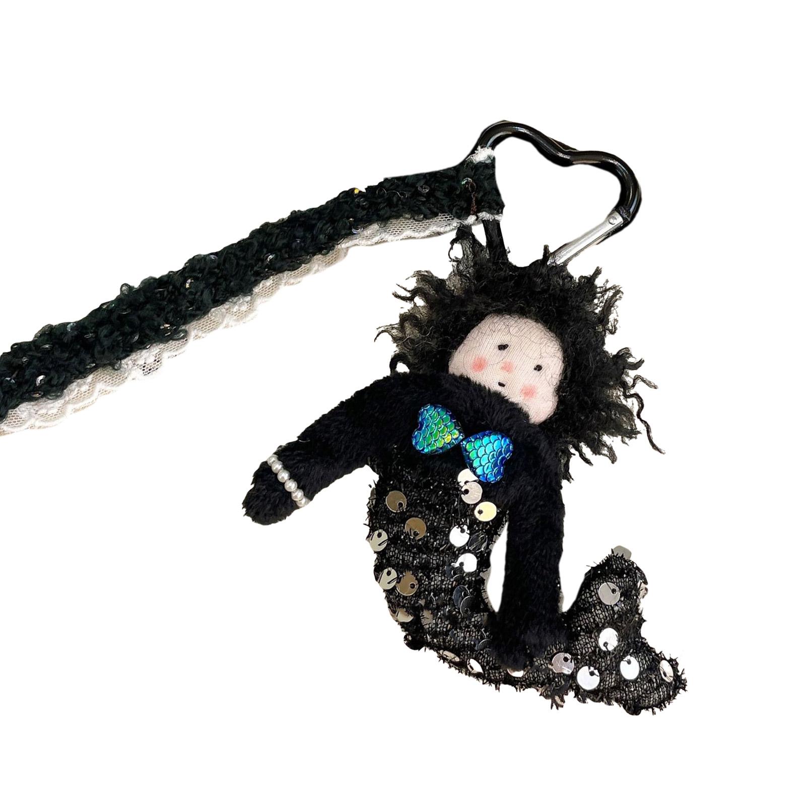 

Elegant Charm Sequined Mermaids Keychain Soft Cotton Materials Bag Pendant Jewelry Accessory for Women and Children чёрный