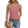 Summer Pleated T-shirt Chiffon Hollow Sleeveless Top