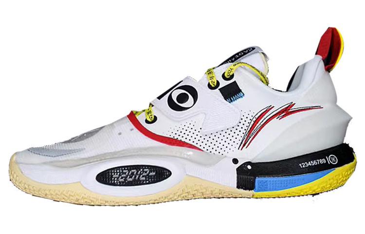 Solestage x Li Ning All City 10 Wade Scarpe da Basket Basse Antiscivolo Resistenti all'Abrasione Uomo Bianco Rosso Giallo ABAS173-4