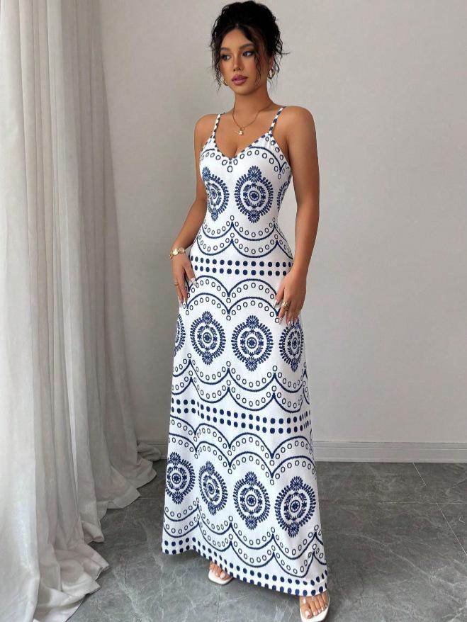 European & American Bohemian Maxi Spaghetti Strap Summer Dress
