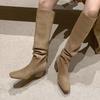 2026 High Heels Women Long Boots Chunky Suede Designer Shoes Fashion Dress Winter Woman Pumps Goth Casual Mujer De Chelsea Botas