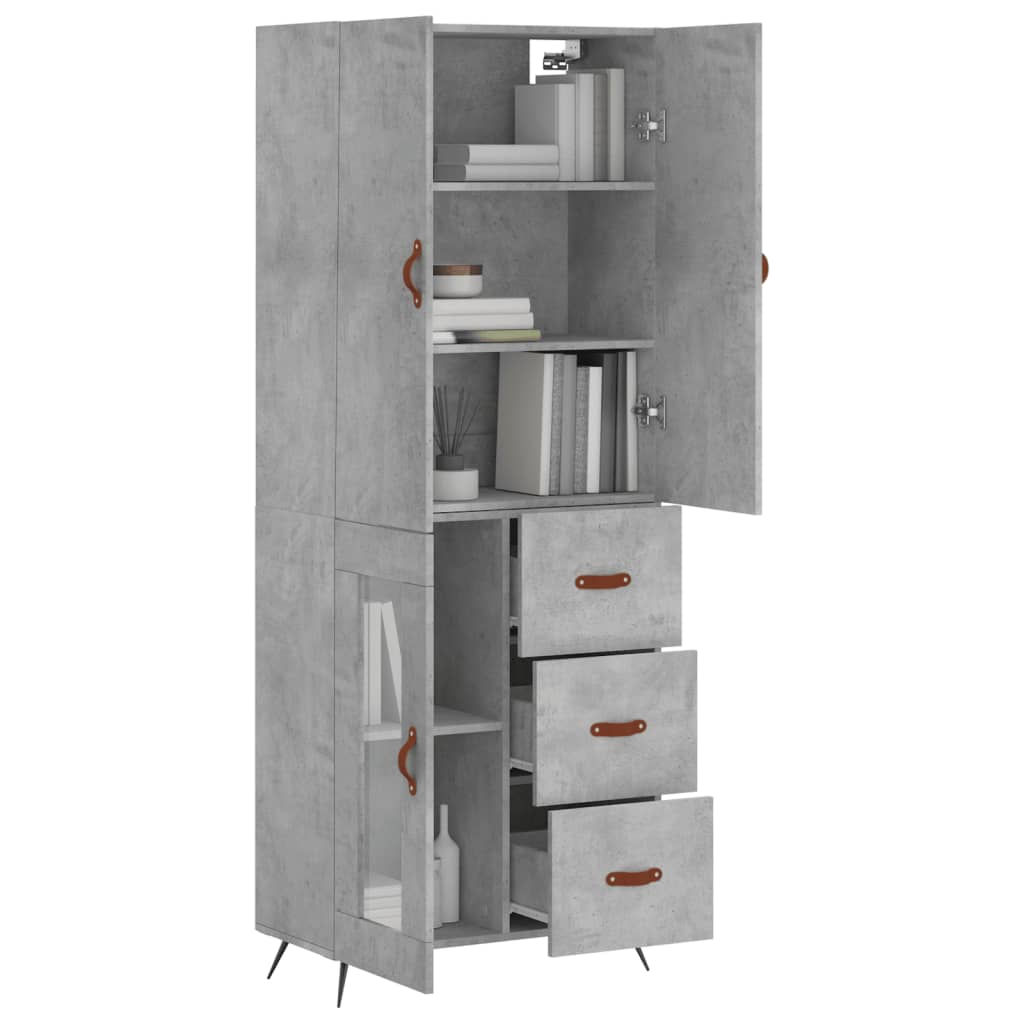 Vidaxl Display Cabinet, Concrete Grey 69.5X34X180 Cm Wood-Based Material