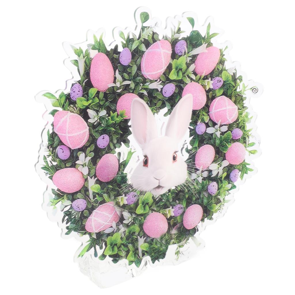 Easter Bunny Wreath Hanging Artificial Decorative Easter Wreath with Eggs for Spring Front Door