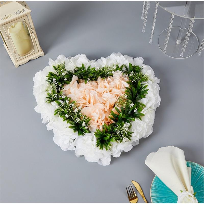 Heart Shaped Artificial Flower Decorations Photo Props for Wedding Centerpieces Road Leading Flower Rack Decorations