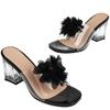 Clear Heels Women's Slippers Sweet Bowtied Summer Shoes PVC Transparent Sandals Women Yellow White Party Shoes Large Size 48