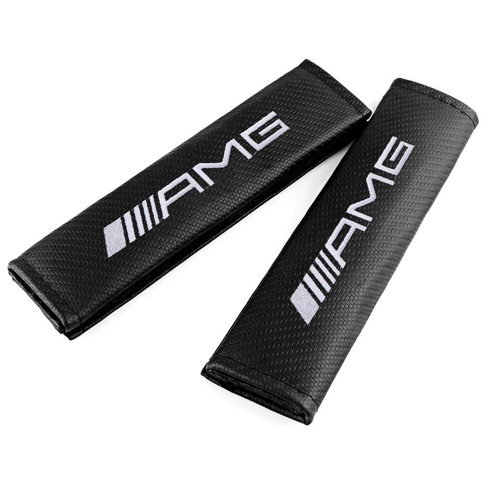 TFSM4 Car Seat Belts Cover Leather Shoulder Guard Cushion For Mercedes Benz AMG A B C E S GLA GLB GLC GLE CLA G ML R Class W205 W210