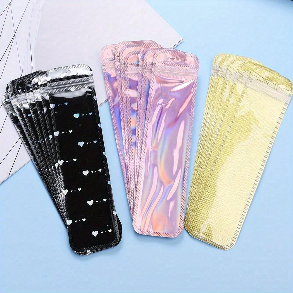 100Pcs Holographic Pen Bags, Pen Packaging Bags, Resealable Smell Proof Bags For Party Favor Storage, Cosmetics, Jewelry & Pen Packaging