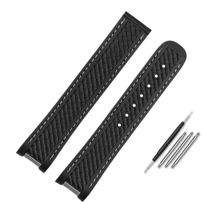 Cinturino per Orologio Adatto per Omega Seamaster 300 AT150 Aqua Terra Ultra Light 8900 Fibbia in Acciaio Cinturino Braccialetti Gomma Silicone 20mm