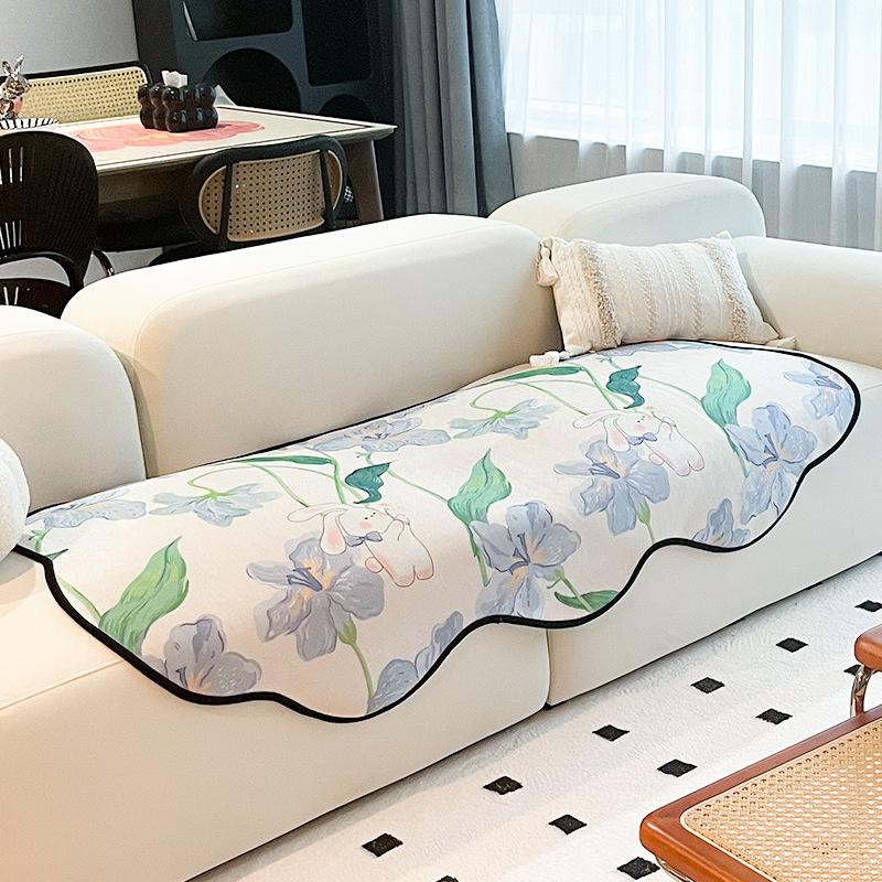 

Sofa Cushion Summer Graffiti Cushion Cover Towel Anti-Slip Sofa Mat 90*90cm