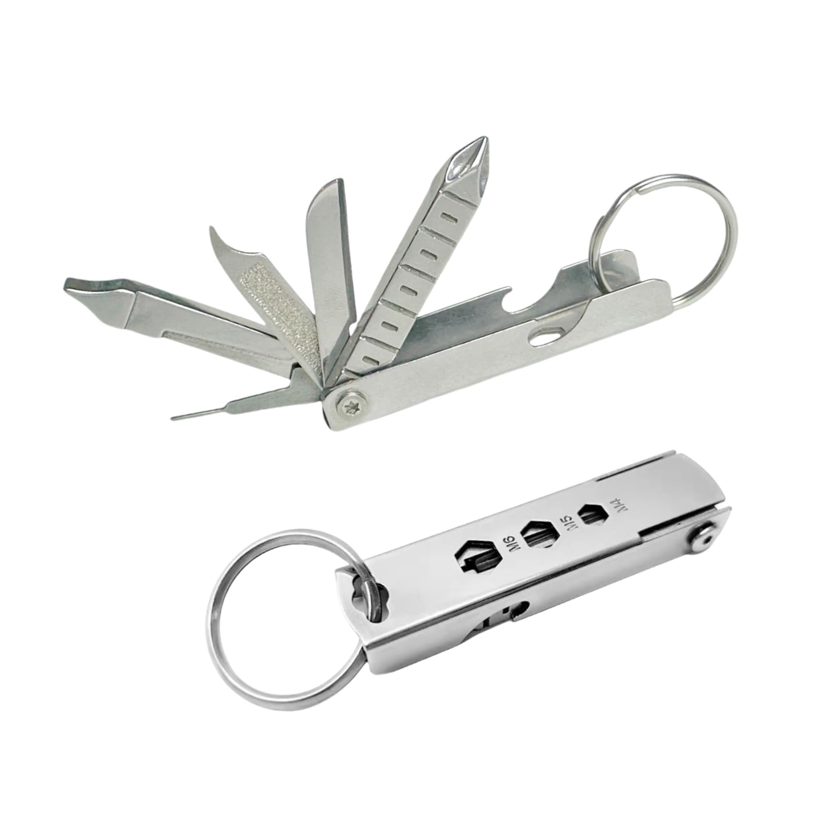 

EGGEIL Набор 11 в 1 Брелок из нержавеющей стали Открывалка для бутылок с уличным ножом Прочный многофункциональный инструмент из 2 частей, Нож, Инструмент, Растягивающийся,