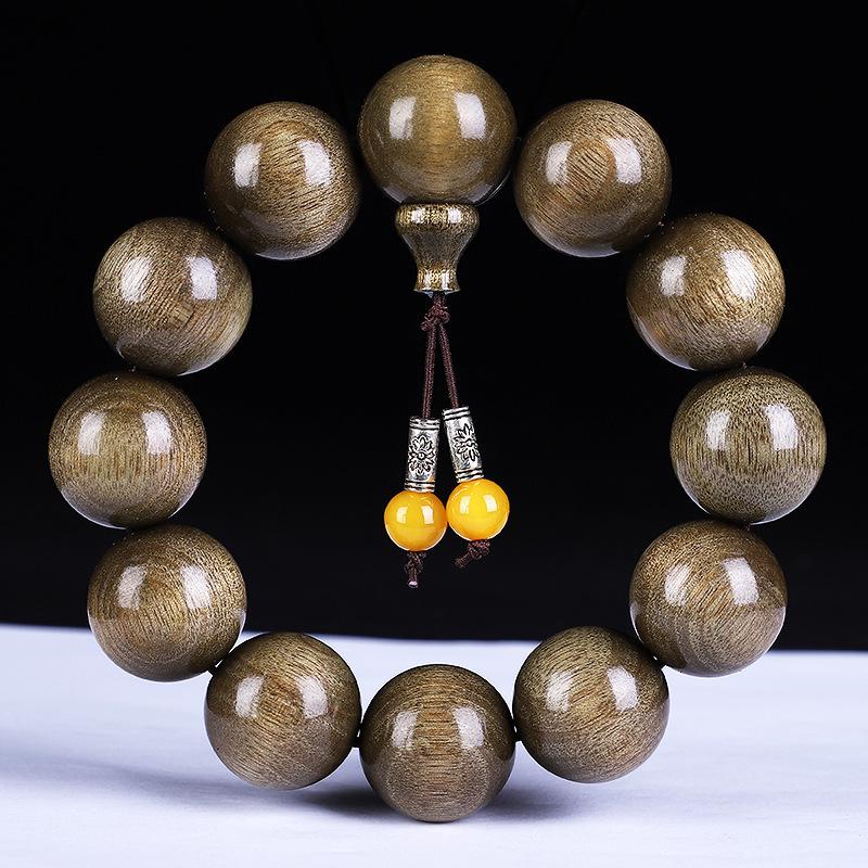 Golden Silk Nanmu Wave Shadow Unisex Bead Bracelet
