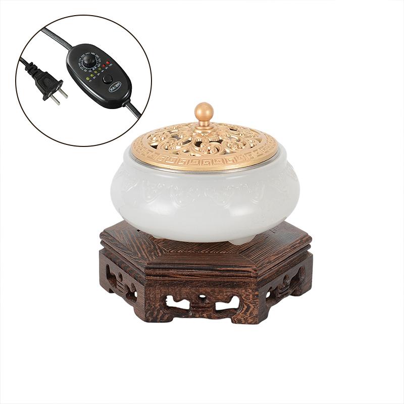 

220V Electric Incense Burner with Timing Temperature Control Glass Essential Oil Burner Aromatherapy Heater for Yoga Meditation