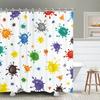 Cute Colorful Red Polka Dot Circle Shower Curtain,Rainbow Bathroom Shower Curtains With Hooks,Waterproof Funny Bathroom Curtains