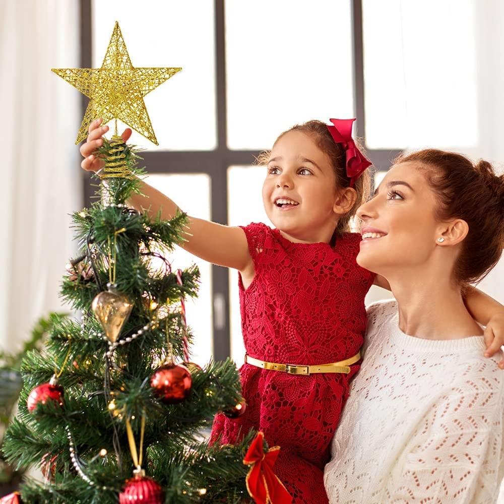 1× Glitter Star Christmas Tree Topper Ornaments Party Decoration Xmas Tree Decor