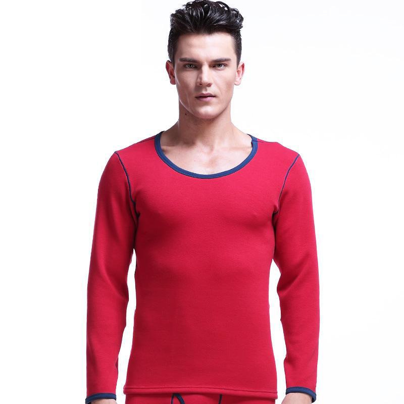 

Мужской зимний термофлисовый топ: Толстый хлопковый базовый слой с круглым вырезом XXL красный