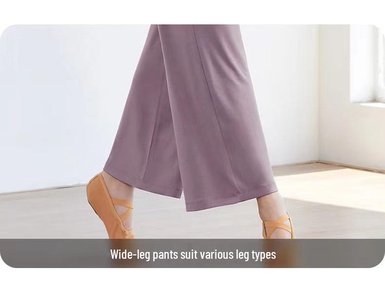 Women's Slimming Modal Dancewear: Classic Practice Top & Modern Wide-Leg Pants for Body Training
