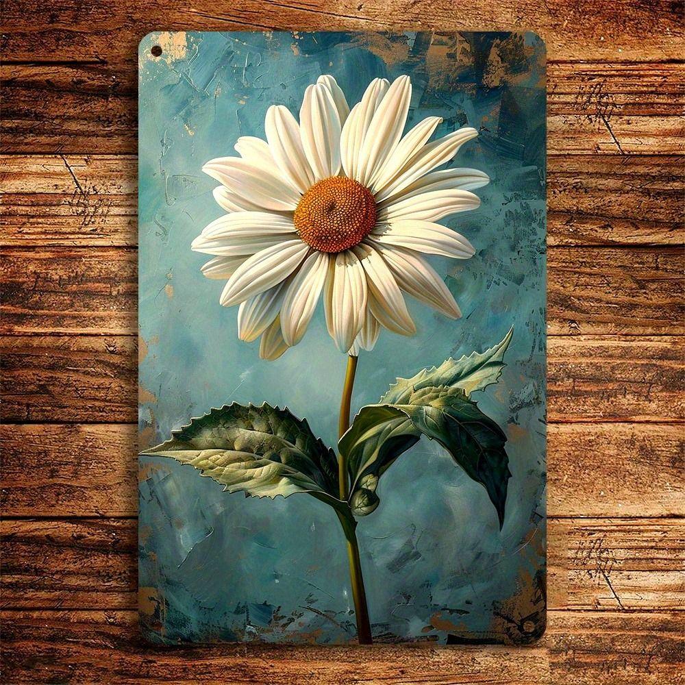 Vintage Metal Wall Poster Teal Rose Teacup 20x30cm Wall Decor