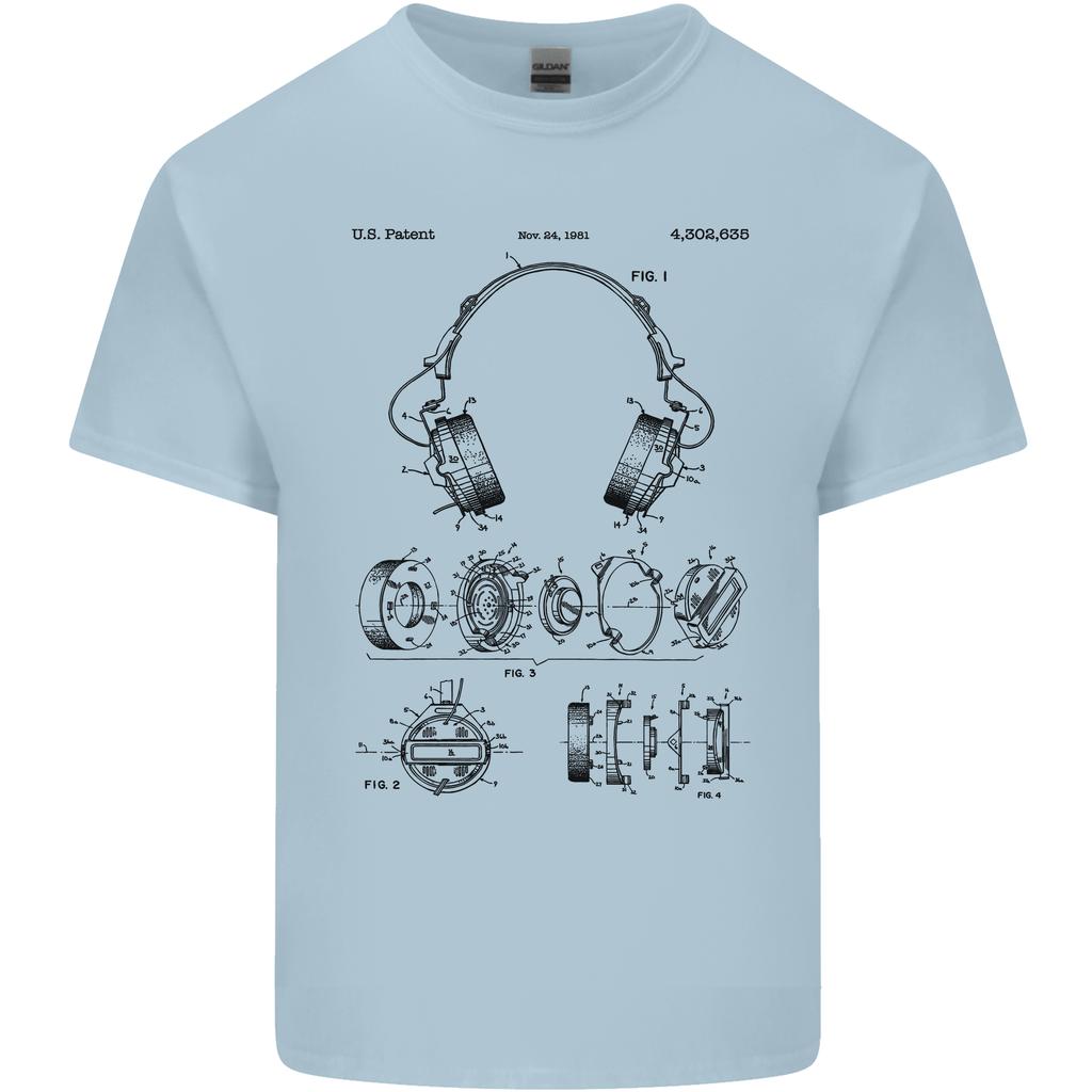 Headphones Patent Blueprint Dance Music DJ Unisexs Light Cotton TShirt