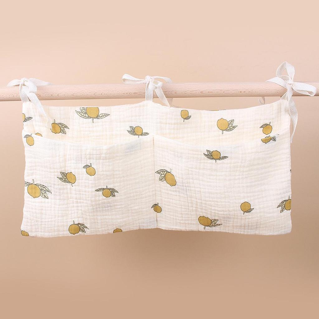 Pure Cotton Multifunctional Baby Stroller Hanging Bag with Double Compartments for Diapers, Milk Bottles, Teething Toys, and More