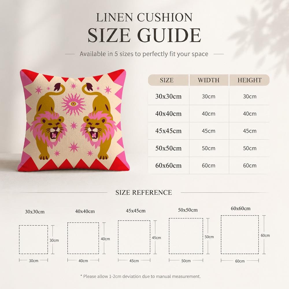 Whimsical Sun Moon Animal Cushion Cover Natural Breathable Durable Linen Printed Decor Pillow Case Sofa Bedroom