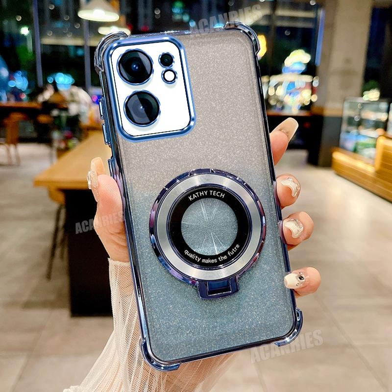 

Reno13f Роскошный градиентный чехол-подставка с гальваническим покрытием для Oppo Reno13 F Fs Reno 13 13f 13fs Ударопрочный силиконовый чехол-подставка Reno13fs 5g Reno13 F 5G