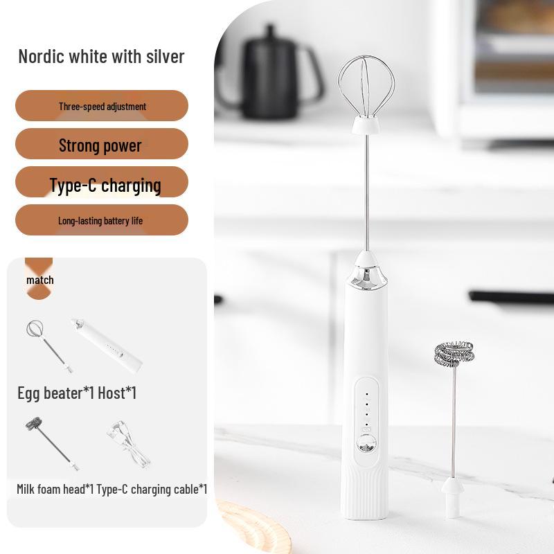 Stylish Electric Handheld Milk Frother & Mixer for Coffee and Eggs
