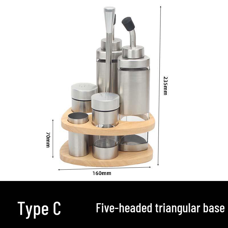 304 Stainless Steel Spice Set: Seasoning Jar, Oil Pot & Salt Shaker with Lid for Home & Restaurant.