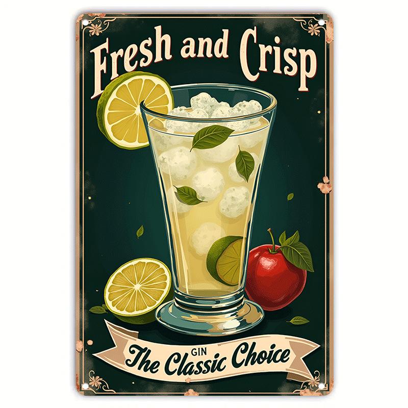 Coffee Fruit Juice Cocktails Tin Sign Art Crafts Tinplate Billboard Decor for Bar Kitchen Home Wall Plate Decor Shabby Plaques