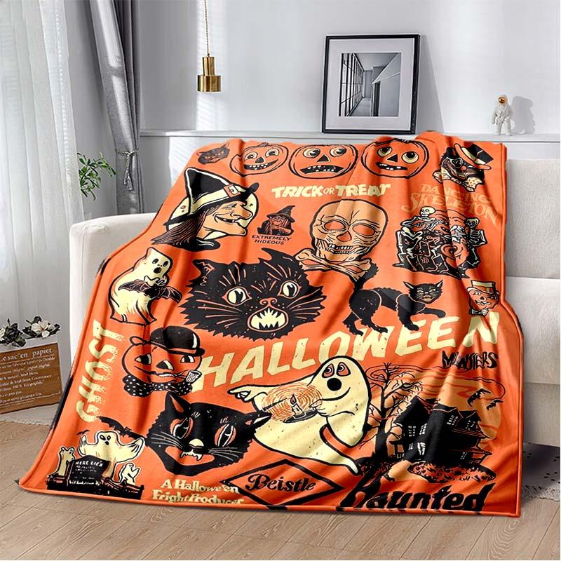 Halloween Terrifying Pumpkin Surprise Soft Blanket Home Room Sofa Bed Warm Travel Picnic Leisure Office Oversized Gift Blanket