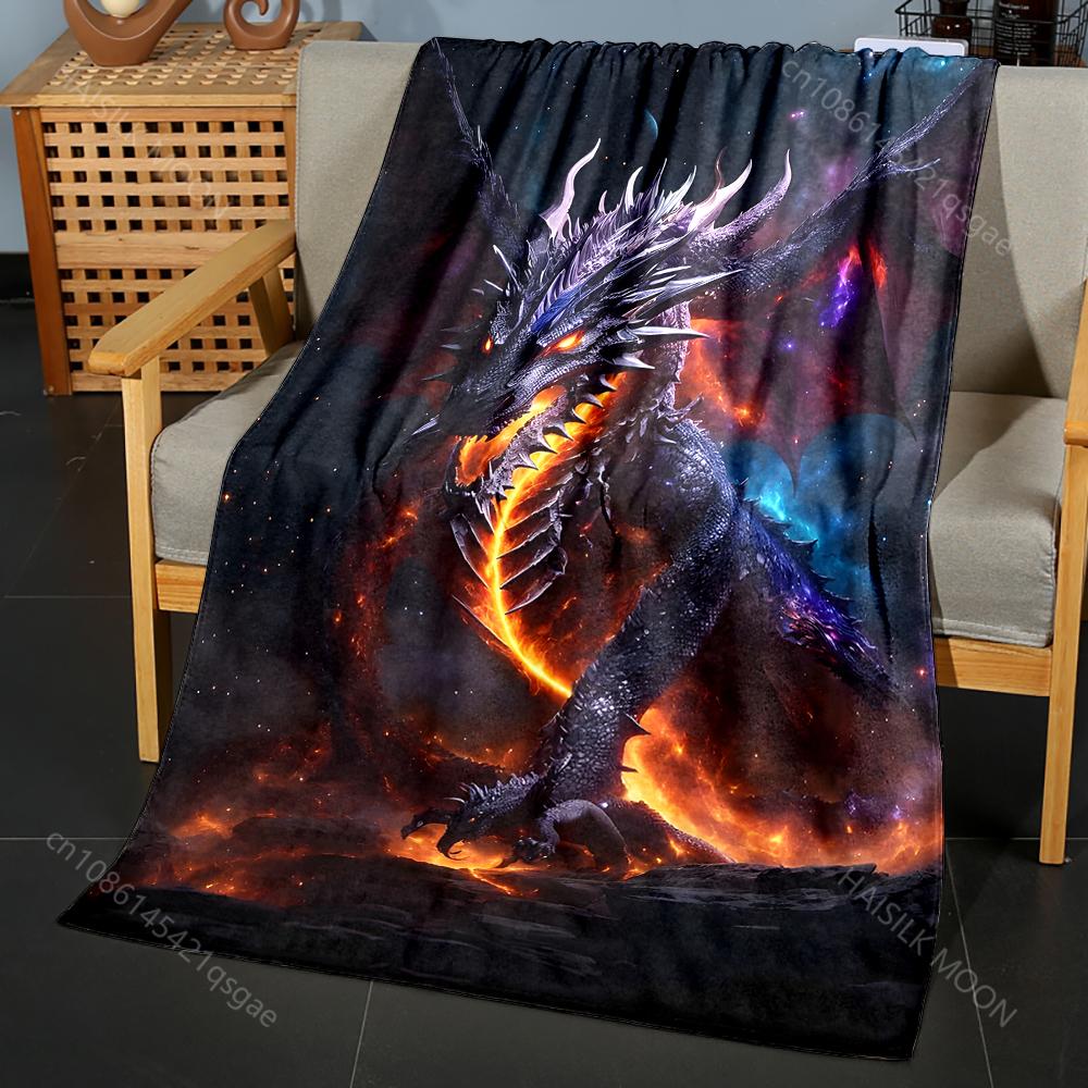 

Multiple sizes Dragon fire starry sky Print Blanket Flannel Material Soft Warm for All Seasons Home Outdoor Camping Picnics RV 75x90cm