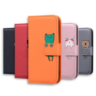Skórzane etui na iPhone'a 16: Etui Apple 14 ze zwierzątkami z kreskówek, Ochronne etui portfelowe XR, 15 Plus