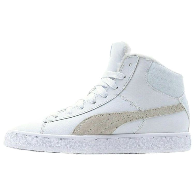 Puma Mid Leather Fur Lined Comfortable Casual Warm Thickened Durable High Top Sneakers Unisex Sneakers White 364977-02