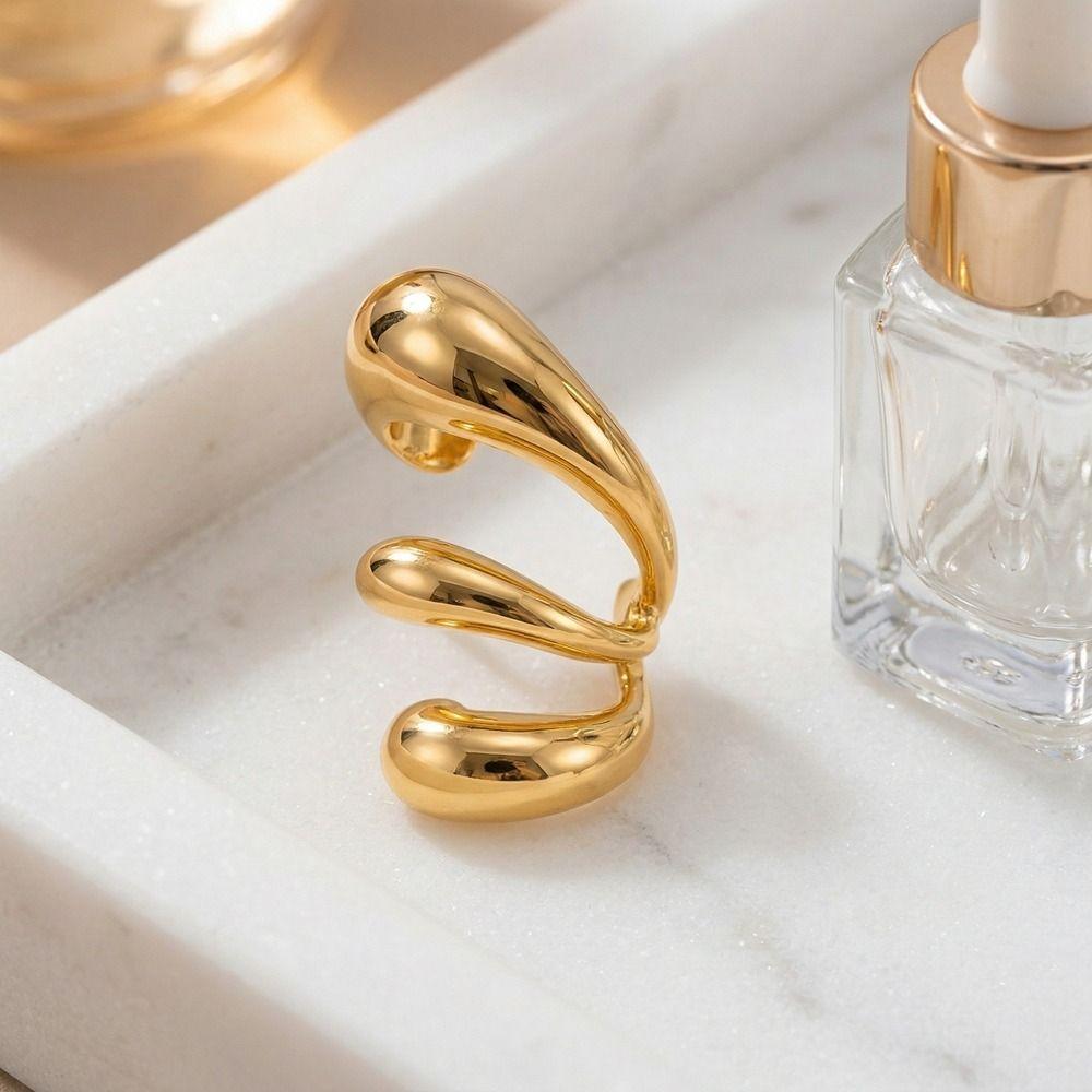 Wassertropfen Mehrschichtig Hohl Ohrclips Gold Ohr Manschette Schmuck Vintage Fake Piercing Ohrringe Damen