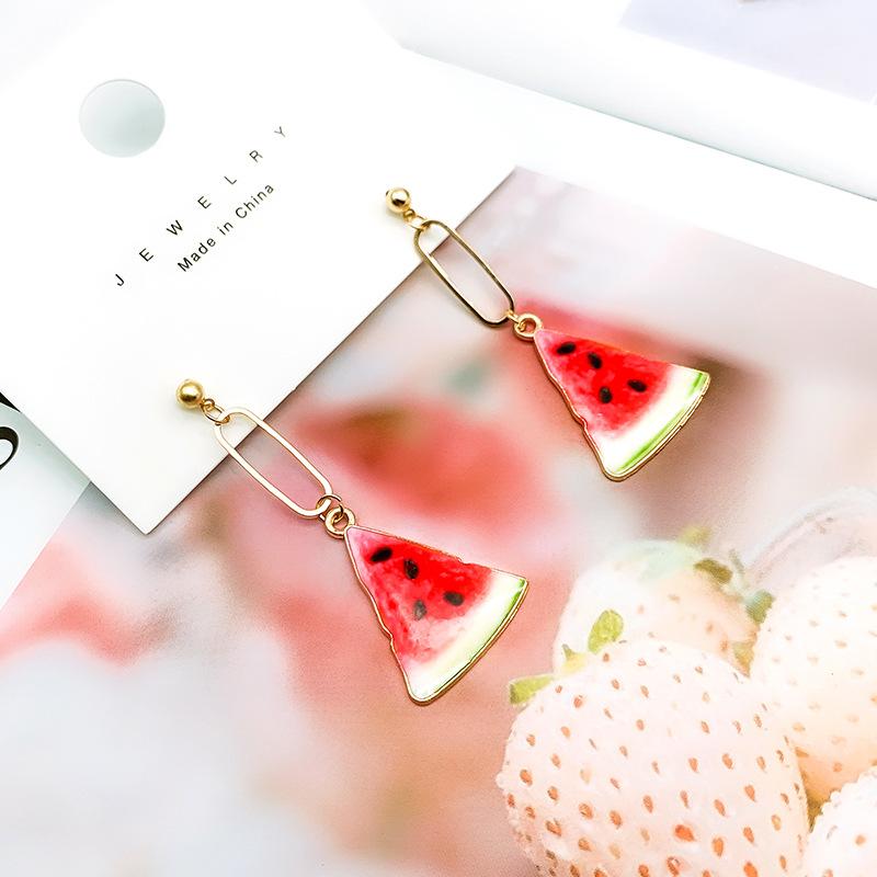 Summer Small Fresh And Cute Fruit Ear Studs Watermelon Strawberry Apple Long Earrings Temperament Earrings Earrings Earrings Female