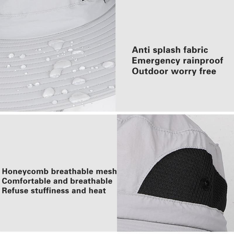 Fishing Hat for Adult with USB Cooling Fan Solar Powered Fan Hat Waterproof Sun Protective Hat for Outdoor Activity