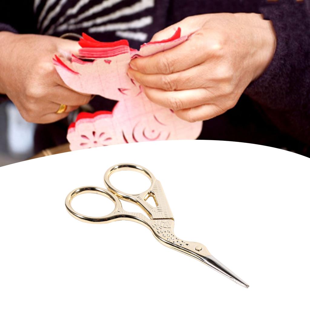 1Pc Stainless Steel Embroidery Sewing Tools Crane Shape Shears   Stitch Scissors Gold