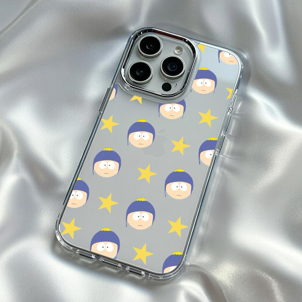

SouthES Park cute cartoon design Phone Case For iPhone17 16 15 14 13 12 Pro Max Plus Electroplated Transparent phone case iPhone 14 Plus