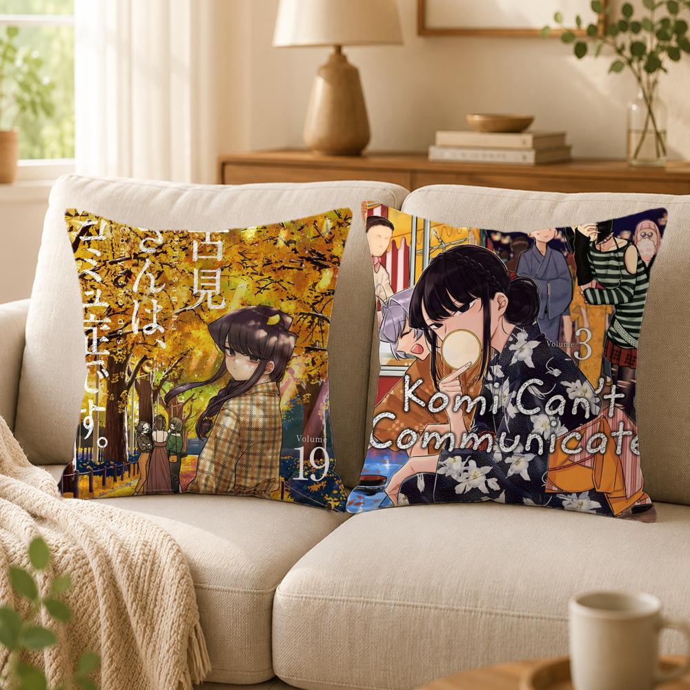 Anime K-Komi Can't CommunicateS Cushion Cover Double-Sided Printed Pillow Cover Hypoallergenic Dust-Mite Proof