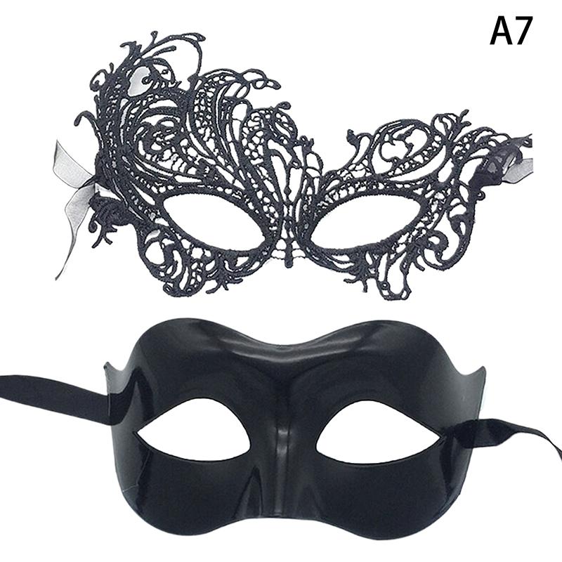 2Pcs Elegant Black Lace Masquerade Mask Set For Couples Perfect For Venetian Party Mardi Gras And Halloween Celebrations
