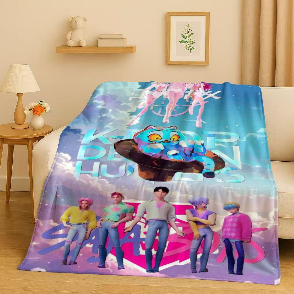 2026 Neue Cartoon Kpop Dämonenjäger Zoey Rumi Mira Musik Flanelldecke, Ultraweiche Plüschdecke für Zuhause Schlafzimmer Bett Sofa Abdeckung