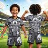 2 Piece New Brazil Special Edition Jesus Football Jersey Quick-Drying Breathable T-Shirt Shorts Set Kids Tracksuit 2 Piece Set