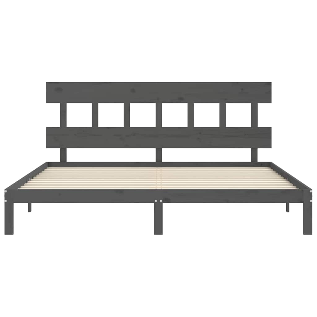 Solid Wood Bed with Headboard Gray 200x200 cm