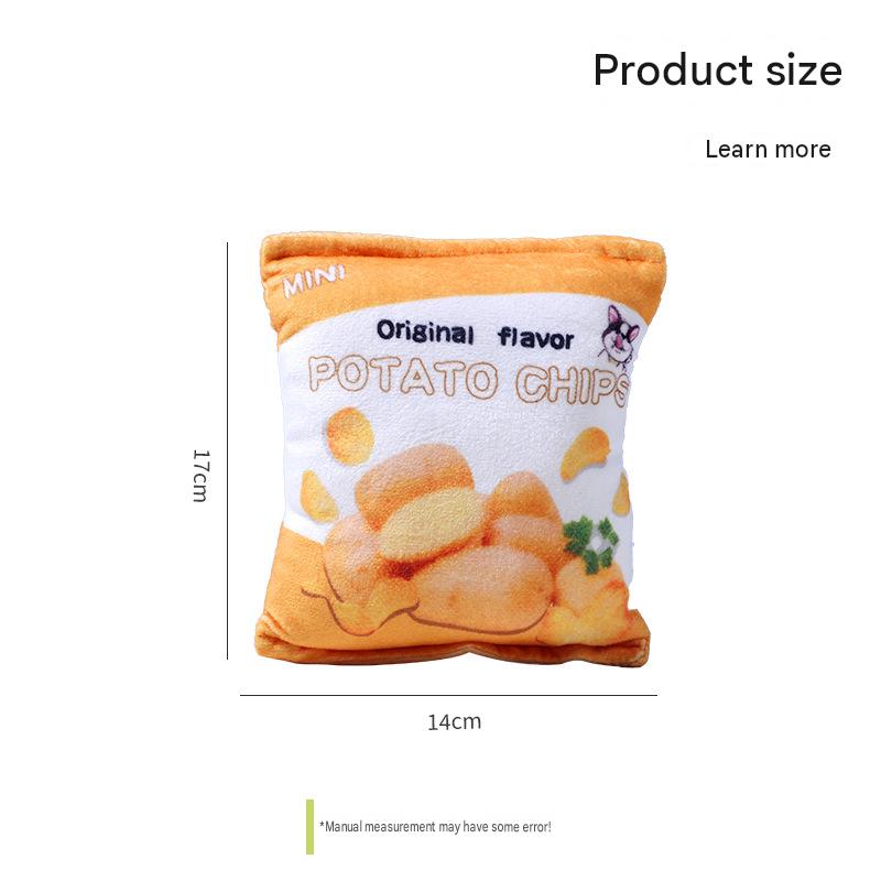 Crinkle Paper Dog Toy Chew Toy Realistic Chip Design Interactive Self-Play Toy for Teething, Boredom Relief, Small and Large Dogs