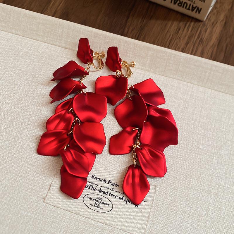 Silberne Nadel Tropfenöl Rote Perlen Ohrstecker - Eleganter & Vielseitiger Schmuck für Damen