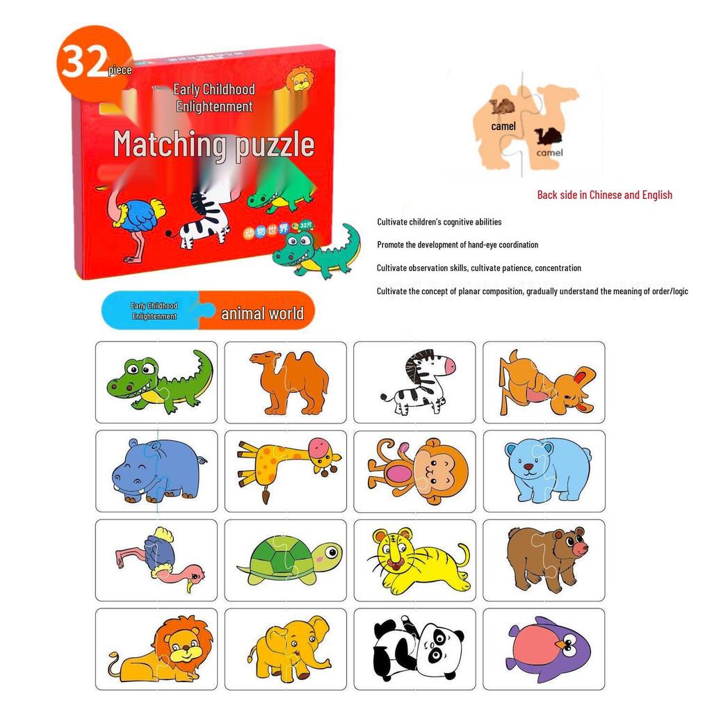 Handmade Educational Matching Cards & Puzzles for Toddlers (Ages 1-3) - Boost Literacy & Intelligence for Boys & Girls
