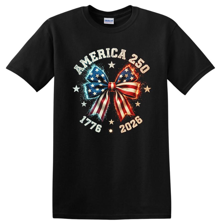 America 250 Anniversary T Shirt Patriotic Bow 1776 2026 Independence Tee S