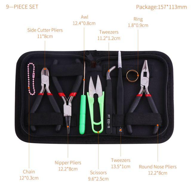 8/9/10PCS/Set Jewelry Making Tools with Plies and Scissor Beading Tool Kit Cutting Pliers for DIY Tools Package Beaders Tweezers